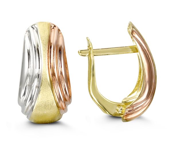 BOUCLES HUGGIES EN OR 10K 3 TONS - SY 6087 - BIJOUX D'IMPORTATION