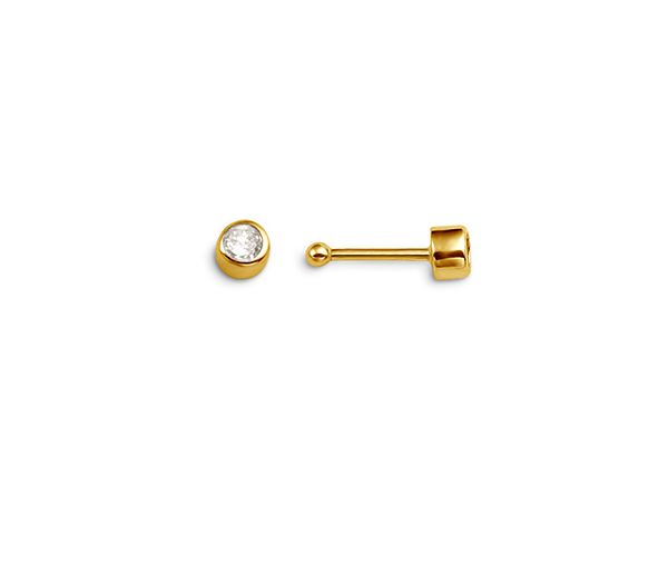 BOUCLE NEZ 14K BEZEL TIGE DROITE CZ - SY 7041Y - BIJOUX D'IMPORTATION