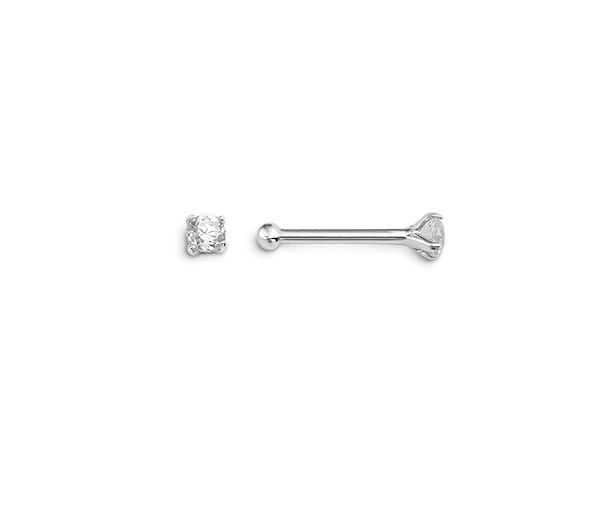 BOUCLE NEZ 14K TIGE DROITE CZ GRIFFES - SY 7043W - BIJOUX D'IMPORTATION