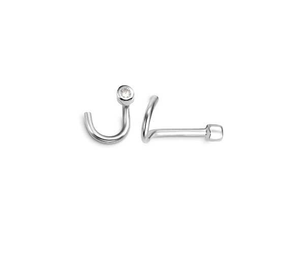 BOUCLE NEZ 14K TIGE COURBÉE 0,015 DIAM - SY 7046W - BIJOUX D'IMPORTATION
