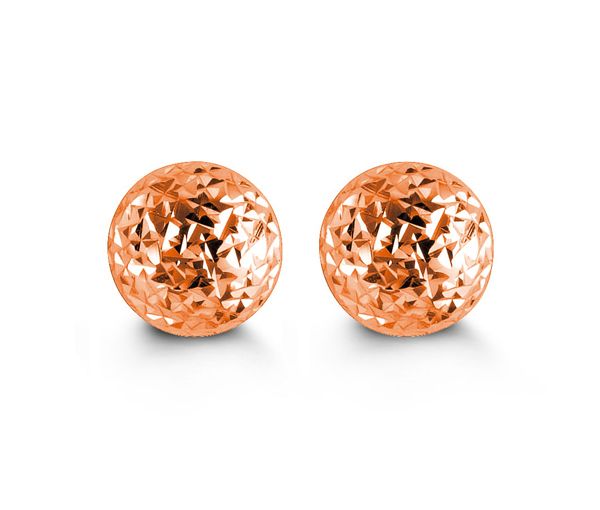 BOUCLES FIXES EN OR 10K ROSE TAILLE DIAMANT - SY 9011R 7MM - BIJOUX D'IMPORTATION