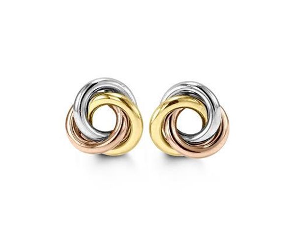 BOUCLES FIXES EN OR 10K 3 TONS NOEUD - SY 9072 - BIJOUX D'IMPORTATION