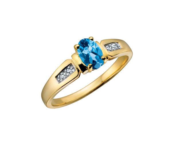 BAGUE EN OR SERTIE D'UNE PIERRE DE NAISSANCE ET DE DIAMANTS - CR DX219YBT - BIJOUX CANADIEN