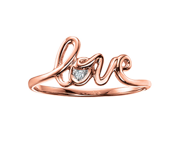 BAGUE LOVE EN OR AVEC UN DIAMANT - CR DD2530R - BIJOUX CANADIEN