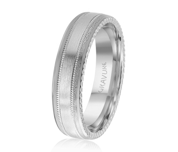 JONC EN OR OU EN PLATINE AVEC MOTIF MILGRAIN ET FESTONS SUR LES CÔTÉS - ML GH1208W14 - MALO 