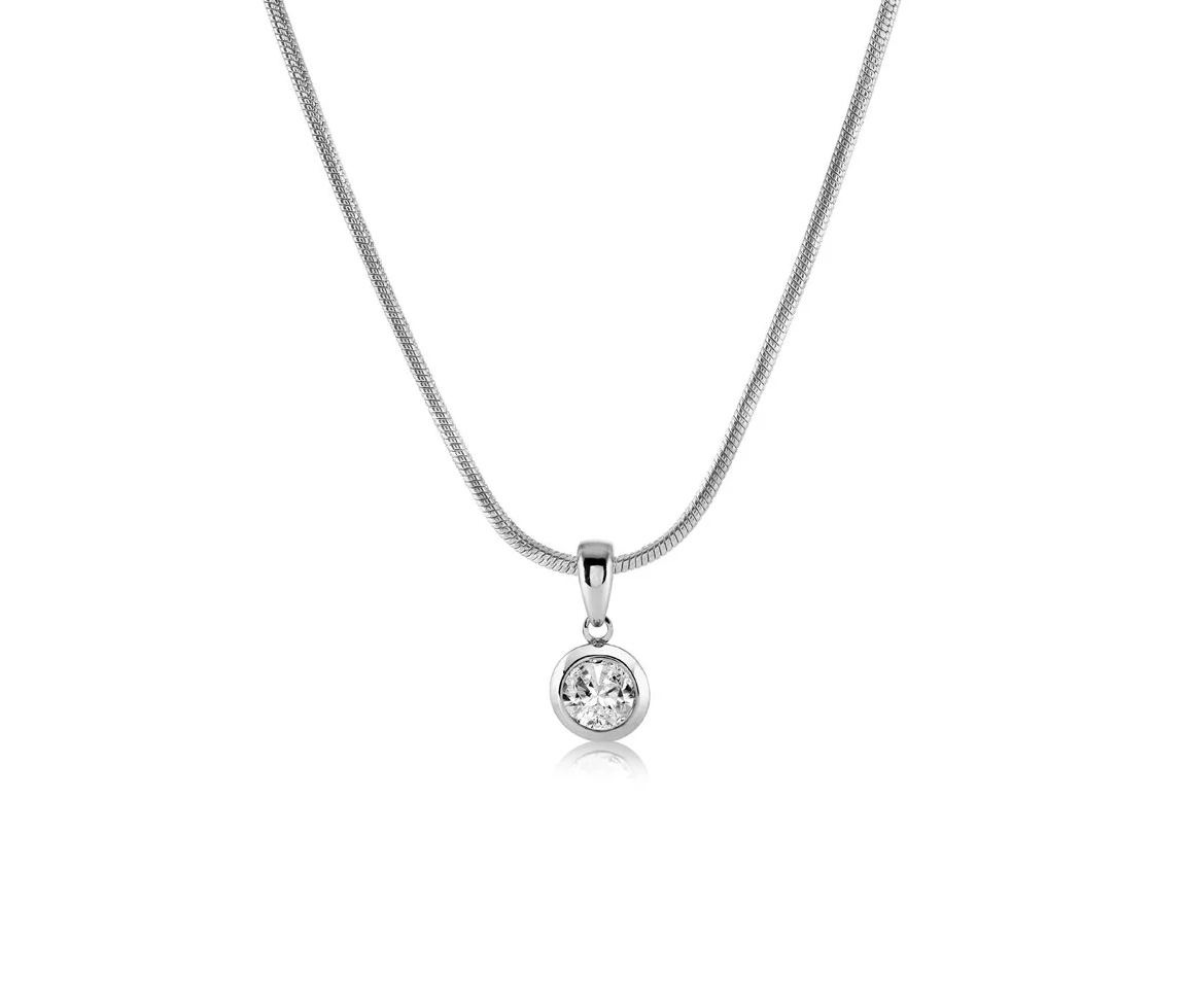 PENDENTIF STYLE SOLITAIRE AVEC CZ ET SA CHAINE - IG SWP128 - VÉLORIA