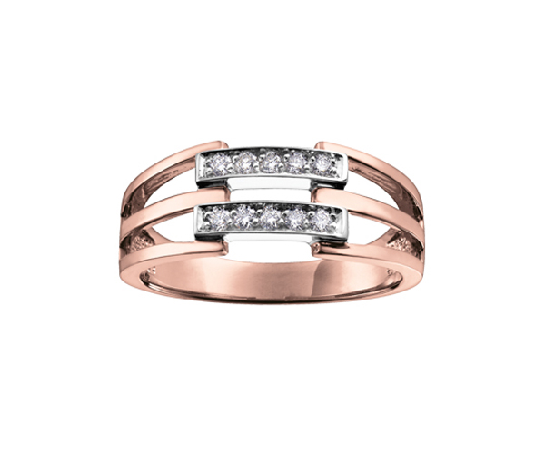 BAGUE EN OR 10K 2 TONS SERTIE DE DIAMANTS - CR DD2483R - BIJOUX CANADIEN
