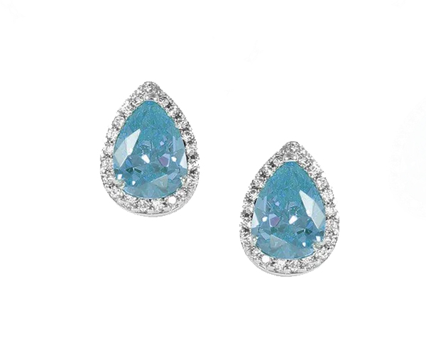 BOUCLES EN FORME DE GOUTTE EN ARGENT RHODIÉ SERTI DE CUBIQUES ZIRCONIAS DE COULEURS VARIÉES - SP BGS00441BDE - BIJOUX D'IMPORTATION
