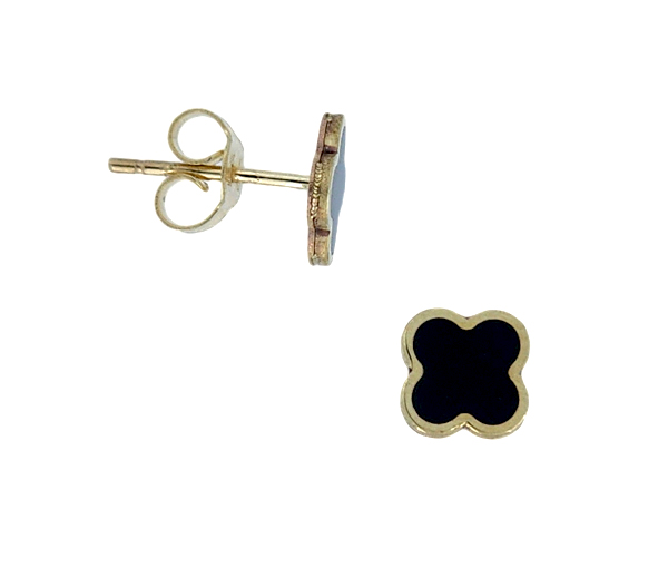 BOUCLES FIXES TRÈFLES EN OR JAUNE SERTIES DE PIERRES DE COULEURS VARIÉES - CB TREBOUON7 - CBE