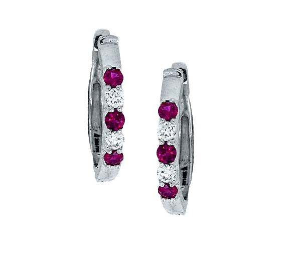 BOUCLES HUGGIES EN OR SERTIES DE DIAMANTS DE LABORATOIRE ET DE PIERRES DE COULEURS DE LABORATOIRE - BH LGG102ER - BEVERLY HILLS