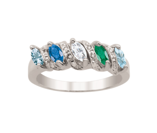 BAGUE FAMILIALE 10K 3 À 5 PIERRES - PG 20034ARG - PERSONALIZED GEM