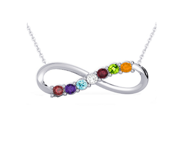 PENDENTIF FAMILIAL INFINI EN ARGENT OU EN OR SERTI DE PIERRES VÉRITABLES - BH FG104PARG - BEVERLY HILLS