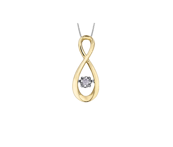 PENDENTIF INFINI EN OR 10K SERTI D'UN DIAMANT DANSANT - CR DX736Y - BIJOUX CANADIEN