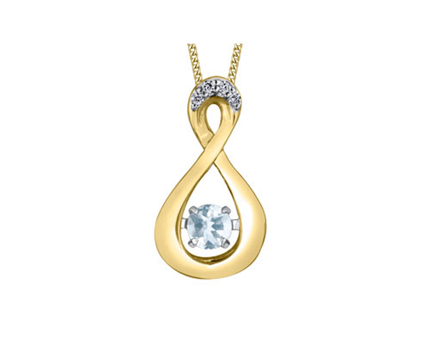 PENDENTIF PULSE EN OR SERTI D'UNE PIERRE DE NAISSANCE DIVERSE ET DE DIAMANTS - CR DX666WAQ - BIJOUX CANADIEN