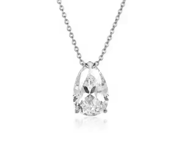 SOLITAIRE SERTI D'UNE MOISSANITE - SC PEMOIP5X8W - BIJOUX D'IMPORTATION