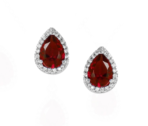 BOUCLES EN FORME DE GOUTTE EN ARGENT RHODIÉ SERTI DE CUBIQUES ZIRCONIAS DE COULEURS VARIÉES - SP BGS00441BJA - BIJOUX D'IMPORTATION