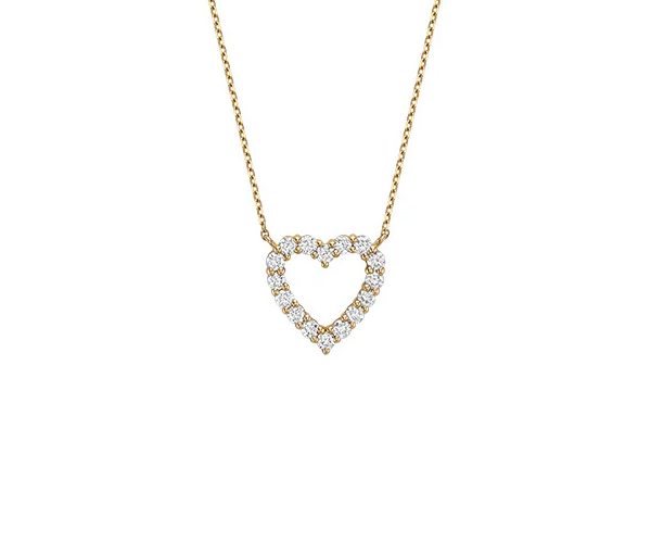 COLLIER COEUR AJOURÉ EN OR SERTI DE DIAMANTS - BR 0804HT40Y - Bijoux d'importation