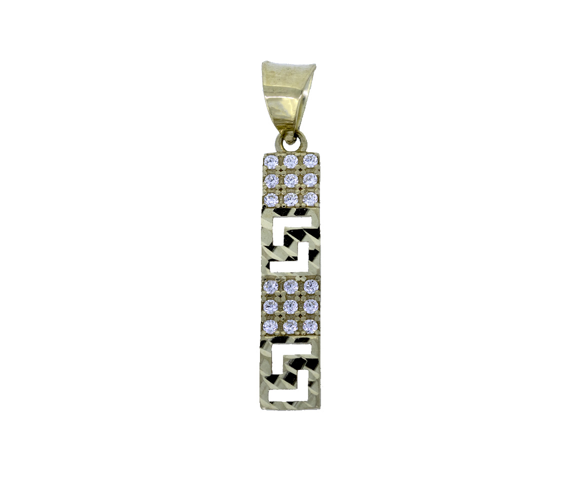 PENDENTIF À MOTIF VERSACE EN OR 10K TAILLE DIAMANT SERTI DE CUBIQUES ZIRCONIAS - MB PENVER01Y - BIJOUX D'IMPORTATION