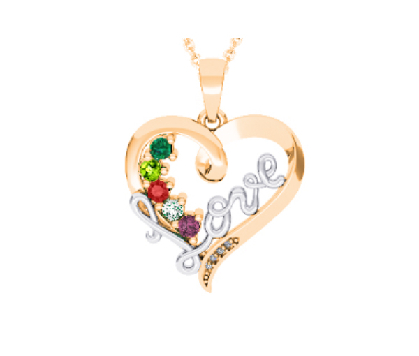 PENDENTIF FAMILIAL EN ARGENT ET EN OR SERTI DE PIERRES VÉRITABLES - BH FG102PYW14 - BEVERLY HILLS