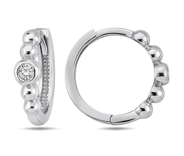 SUPERBES BOUCLES D'OREILLES HUGGIES EN OR 10K BLANC OU JAUNE SERTIES D'UN CUBIQUE ZIRCONIA - UZ EE0962 02 - BIJOUX D'IMPORTATION