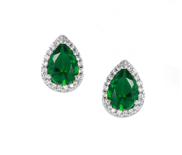 BOUCLES EN FORME DE GOUTTE EN ARGENT RHODIÉ SERTI DE CUBIQUES ZIRCONIAS DE COULEURS VARIÉES - SP BGS00441BMA - BIJOUX D'IMPORTATION
