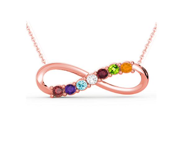 PENDENTIF FAMILIAL INFINI EN ARGENT OU EN OR SERTI DE PIERRES VÉRITABLES - BH FG104PR - BEVERLY HILLS