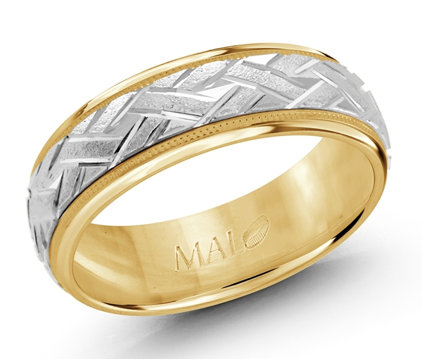 JONC AU TRAVAIL CISELÉ AVEC EFFET TRESSÉ ET MILLEGRAIN - ML FT045/7YW - MALO 