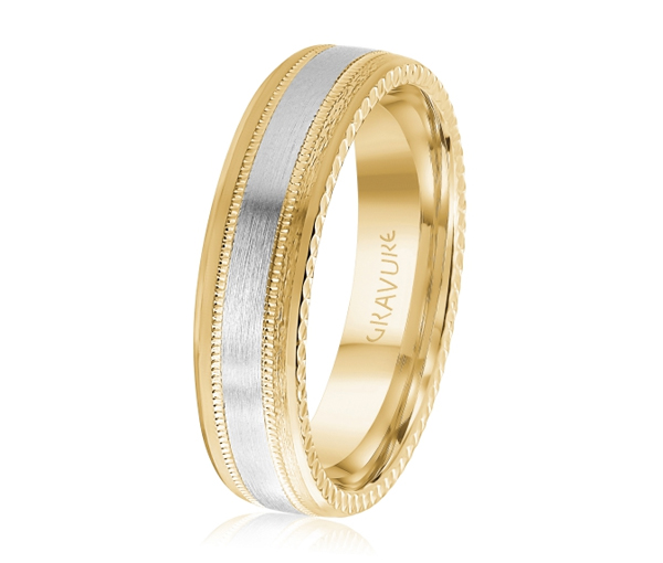 JONC EN OR OU EN PLATINE AVEC MOTIF MILGRAIN ET FESTONS SUR LES CÔTÉS - ML GH1208YW14 - MALO 