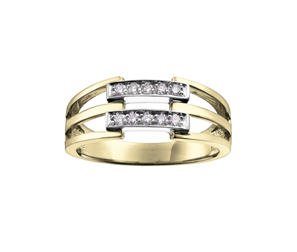 BAGUE EN OR 10K 2 TONS SERTIE DE DIAMANTS - CR DD2483Y - BIJOUX CANADIEN