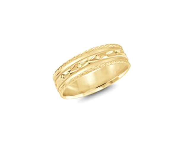 JONC EN OR 10K AVEC MOTIF CORDE ET TAILLE DIAMANT - ML LCF359Y10 - MALO 