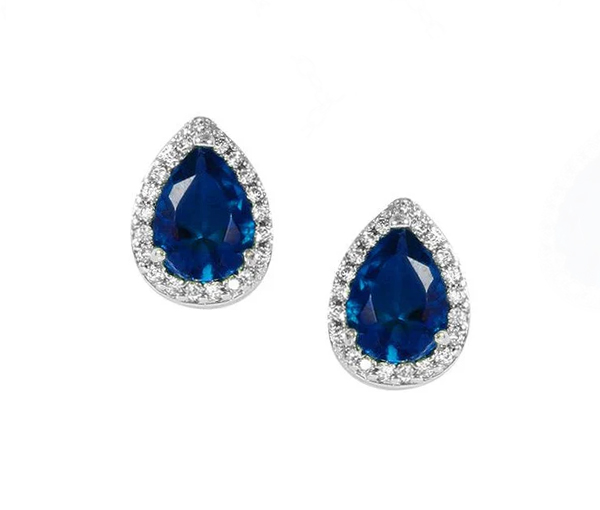 BOUCLES EN FORME DE GOUTTE EN ARGENT RHODIÉ SERTI DE CUBIQUES ZIRCONIAS DE COULEURS VARIÉES - SP BGS00441BSE - BIJOUX D'IMPORTATION