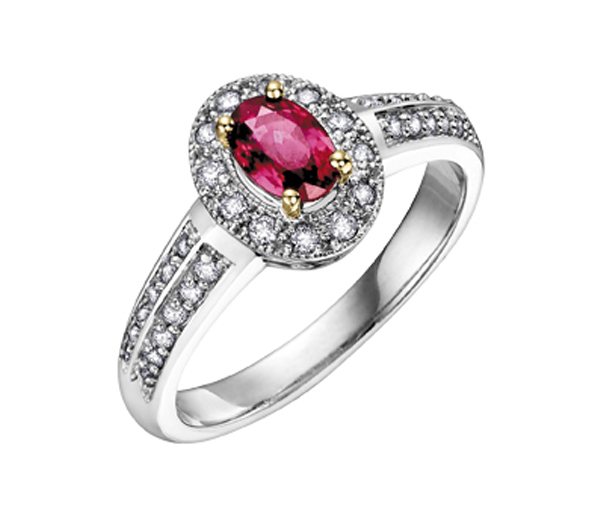 BAGUE EN OR 2 TONS SERTIE D'UN RUBIS, D'UNE TANZANITE OU D'UNE ÉMERAUDE ET DE DIAMANTS - CR DX288RU - BIJOUX CANADIEN