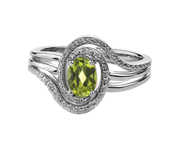 BAGUE EN ARGENT SERTIE D'UNE PIERRE DE NAISSANCE ET DE DIAMANTS - CR DX618SPER - BIJOUX CANADIEN