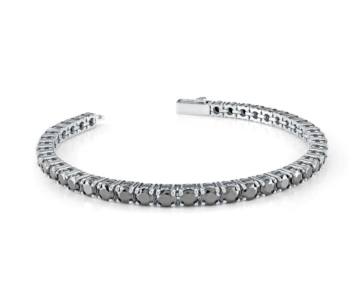 BRACELET TENNIS EN ACIER SERTI DE CUBIQUES ZIRCONIAS BLANC OU NOIRS - IG SMB629WB/7.25 - ITALGEM