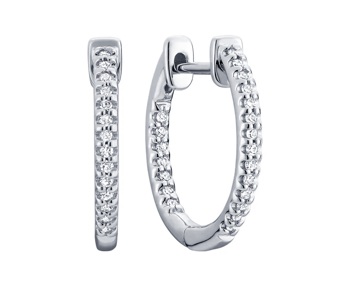 MAGNIFIQUES BOUCLES HUGGIES EN OR 10K SERTIES DE DIAMANTS - BR 130410014W - Bijoux d'importation