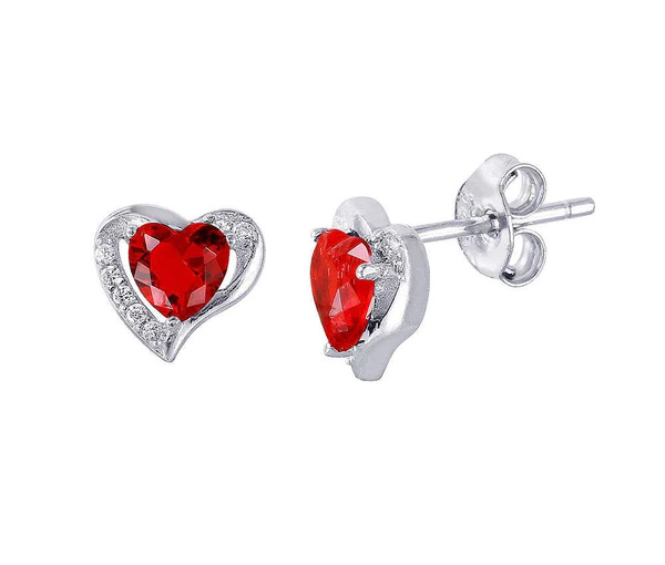 BOUCLES EN FORME DE COEUR SERTIES DE CUBIQUES ZIRCONIAS AUX COULEURS DE PIERRES DE NAISSANCES - SP STE01028/07 - BIJOUX D'IMPORTATION