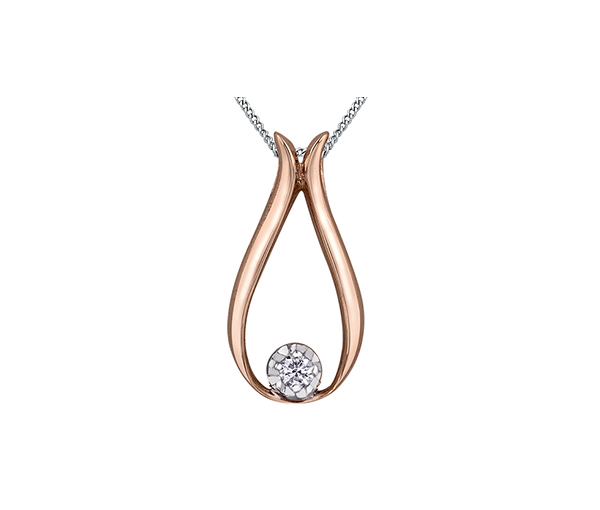 PENDENTIF EN OR 10K SERTI D'UN DIAMANT CANADIEN - CR AM535R - DIAMANT CANADIEN