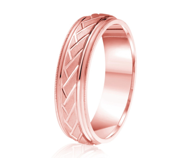 JONC EN OR OU EN PLATINE AVEC MOTIF TRAIT OBLIQUE ET MILGRAIN - ML GH1276P18 - MALO 