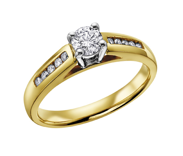 BAGUE EN OR 14K 2 TONS SERTIE DE DIAMANTS - CR DD2016 - BIJOUX CANADIEN