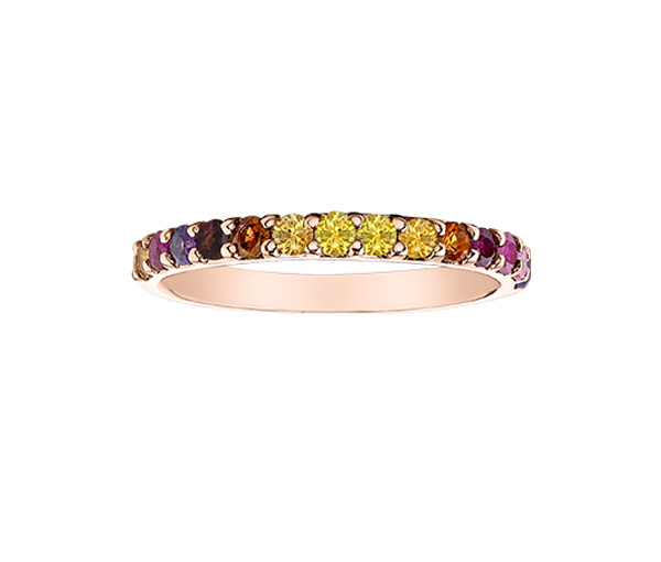 JONC EN OR AVEC PIERRES DE COULEURS VARIÉES - CR DX822RGAM - BIJOUX CANADIEN