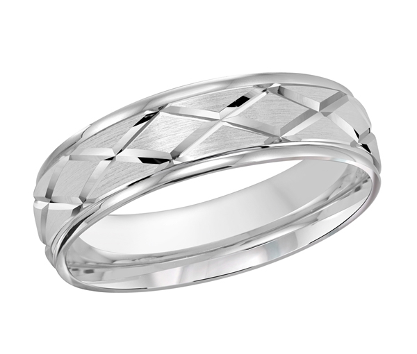 JONC EN OR 10K AVEC TAILLE DIAMANT À MOTIF EN X - ML FT111/6W1 - MALO 