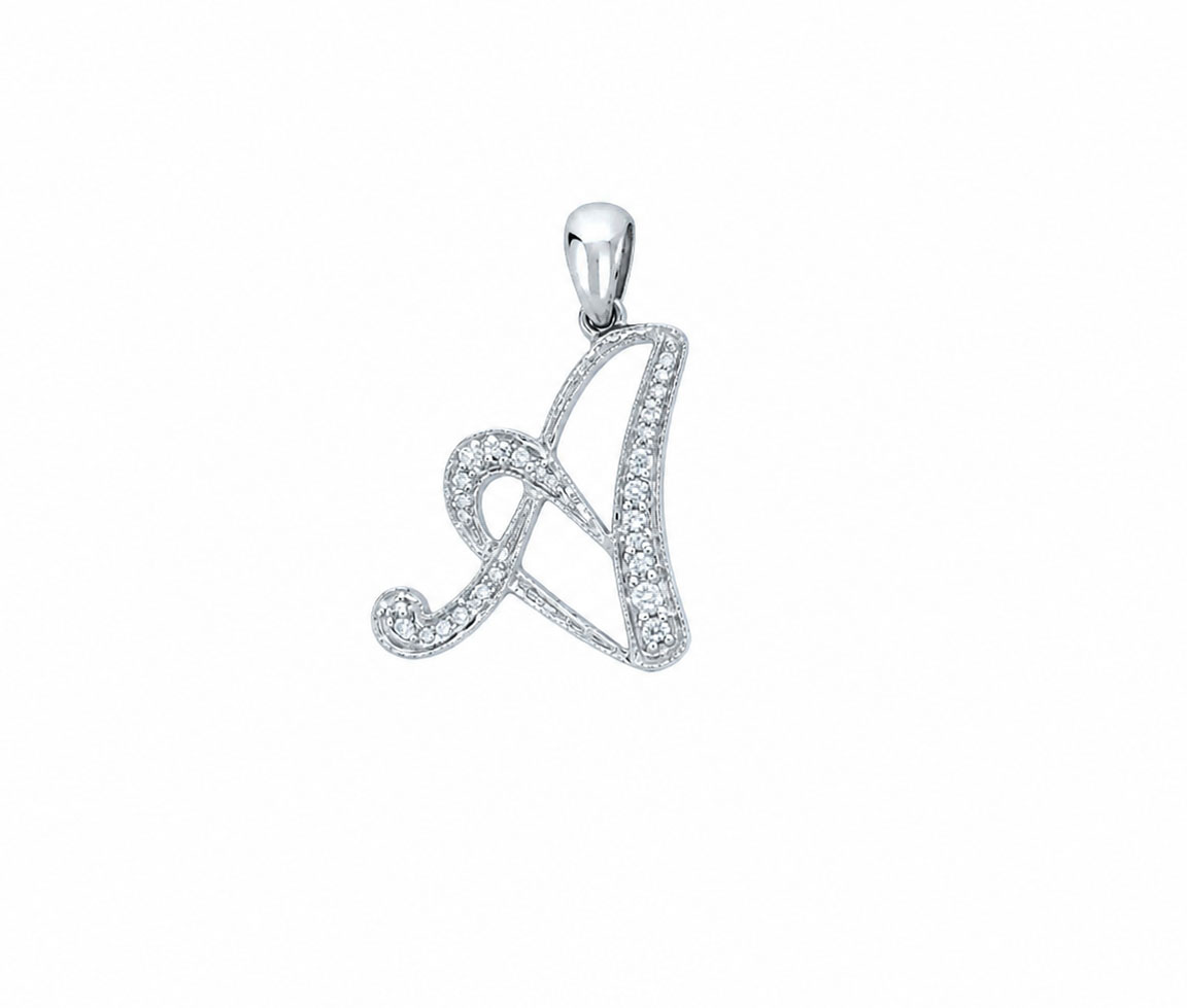 PENDENTIF LETTRE A AVEC DIAMANTS - SJ LPEN11A - BIJOUTERIE SUISSE