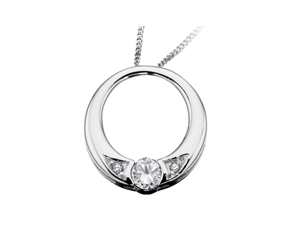 PENDENTIF EN OR 10K BLANC SERTI D'UNE PIERRE DE NAISSANCE ET DE DIAMANTS - CR DX396WDI - BIJOUX CANADIEN