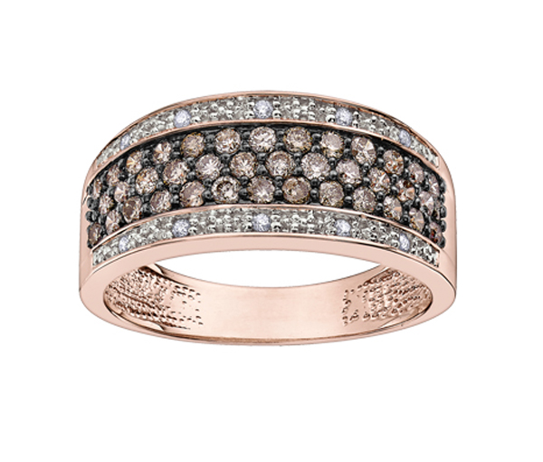 JONC EN OR BLANC OU ROSE SERTI DE DIAMANTS - CR DX614RBR - BIJOUX CANADIEN