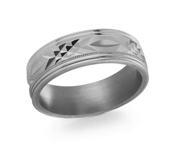 JONC EN TANTALE ET OR 10K TAILLÉ DIAMANT - ML TANT018/7W - MALO 