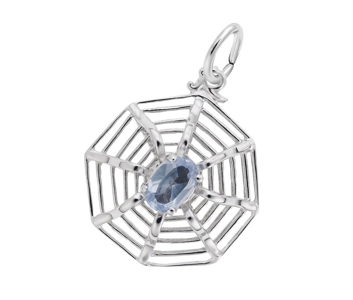 PENDENTIF TOILE ET ARAIGNÉE EN ARGENT SERTI D'UN CUBIQUE ZIRCONIA BLEU - NU 8177ARG - NUCO/REMBRANDT 