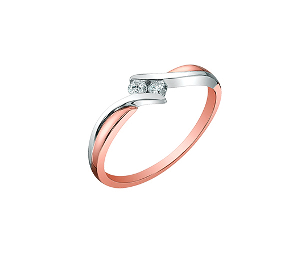 BAGUE EN OR 10K 2 TONS SERTIE DE DIAMANTS - CR DX695RW10 - BIJOUX CANADIEN