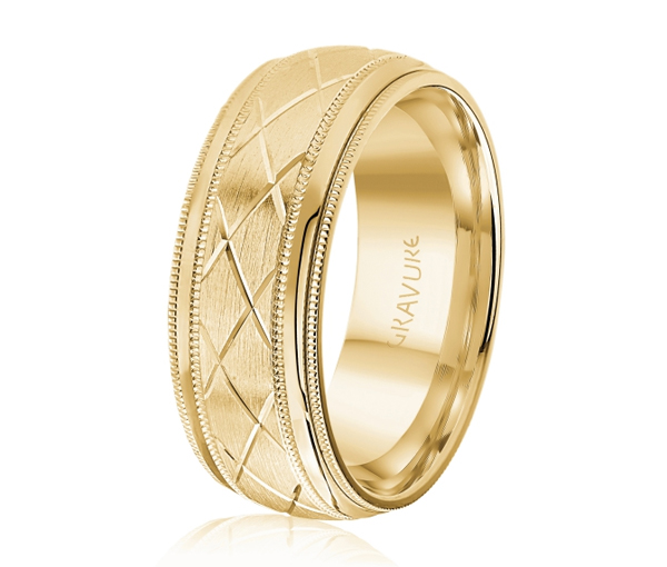 JONC EN OR OU EN PLATINE AVEC MOTIF EN X ET MILGRAIN - ML GH1183Y10 - MALO 