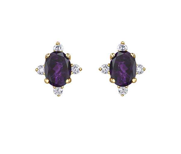BOUCLES POUR DAME EN OR SERTIES DE PIERRES DE NAISSANCES VARIÉES ET DE DIAMANTS - CR DX894YAM - BIJOUX CANADIEN
