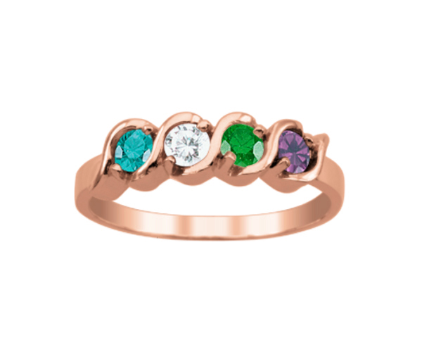 BAGUE FAMILLIALE EN ARGENT OU EN OR SERTIE DE 2 À 5 PIERRES - PG 20026R - PERSONALIZED GEM